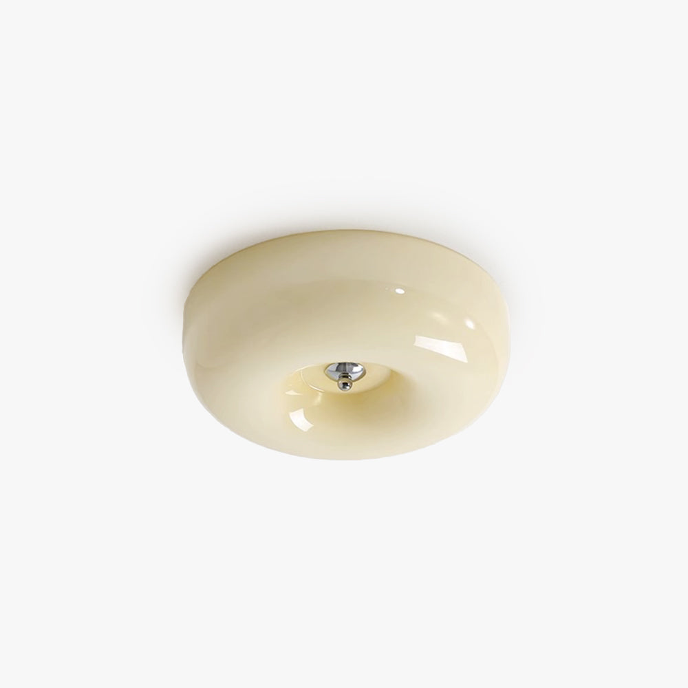 Catalogue cut-out of the Clérachic Domed Glass Ceiling Light on white, showing the plump opal dome and its polished chrome finial.