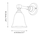 Dimension drawing of this Clérachic wall light in its bell-shade version, with its height and width marked.