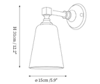Dimension drawing of this Clérachic wall light in its tapered-shade version, with its height and width marked.