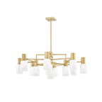 Clérachic brass chandelier photographed square on, showing the full thirteen-light sculptural spread.