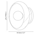 Dimension drawing of the eclipse jade alabaster wall sconce, in outline against white.