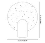 Dimension drawing of this Clérachic travertine lamp, with its 36 cm height and 30 cm disc diameter marked.
