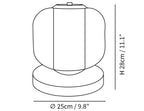 Dimension drawing of the eira marble table lamp, in outline against white.
