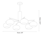 Dimension drawing of this Clérachic chandelier in its wider size, with its height and width marked.