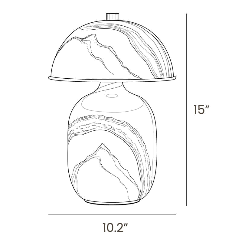 Dimension drawing of this Clérachic table lamp, with its height and width marked.