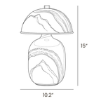 Dimension drawing of this Clérachic table lamp, with its height and width marked.