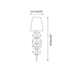 A Clérachic Evoque sconce dimension diagram, marking 5.8 inches (14.7 cm) wide by 20 inches (50.8 cm) tall.
