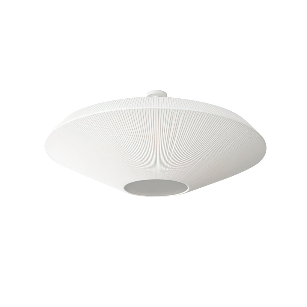 White Clérachic pleated ceiling light with a short mounting stem and a grey central panel, on a white background.