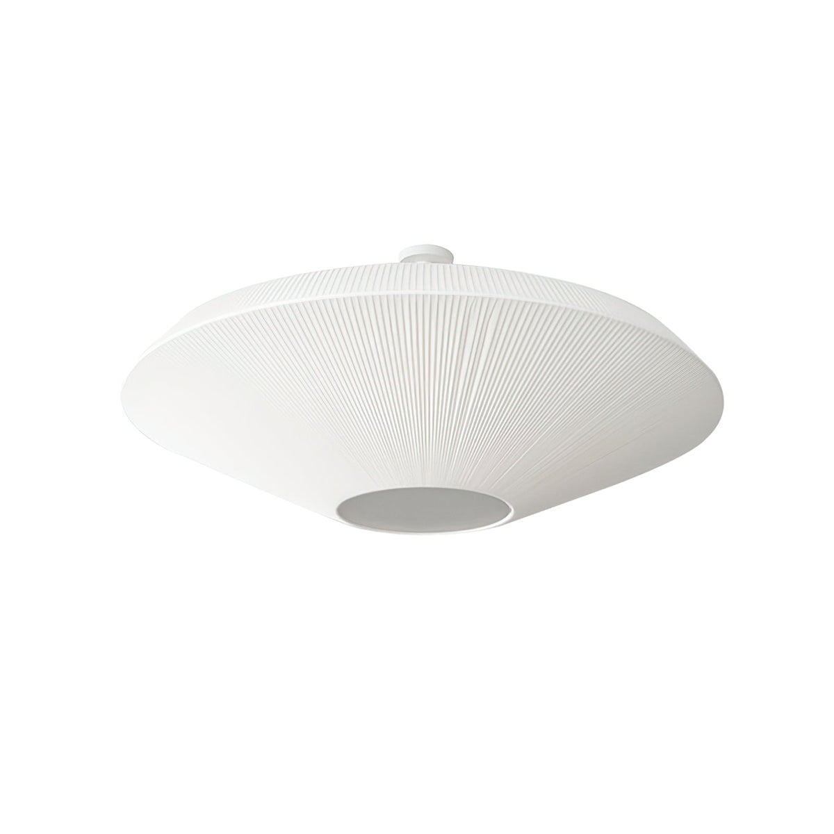White Clérachic pleated ceiling light with a short mounting stem and a grey central panel, on a white background.