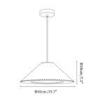 Clérachic pendant light dimension drawing, 1 of 2, every measurement marked in centimetres and inches.