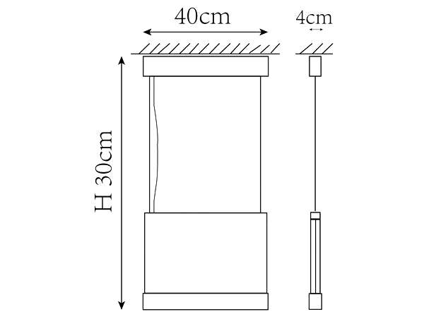 Clérachic pendant light dimension drawing, 1 of 10, every measurement marked in centimetres.