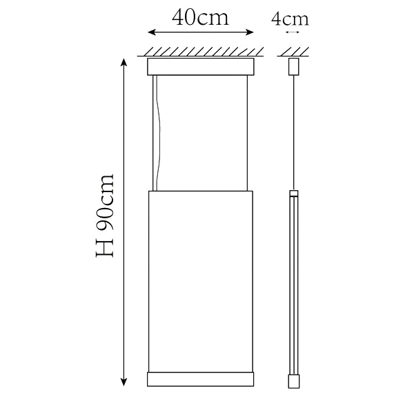 Clérachic pendant light dimension drawing, 3 of 10, every measurement marked in centimetres.