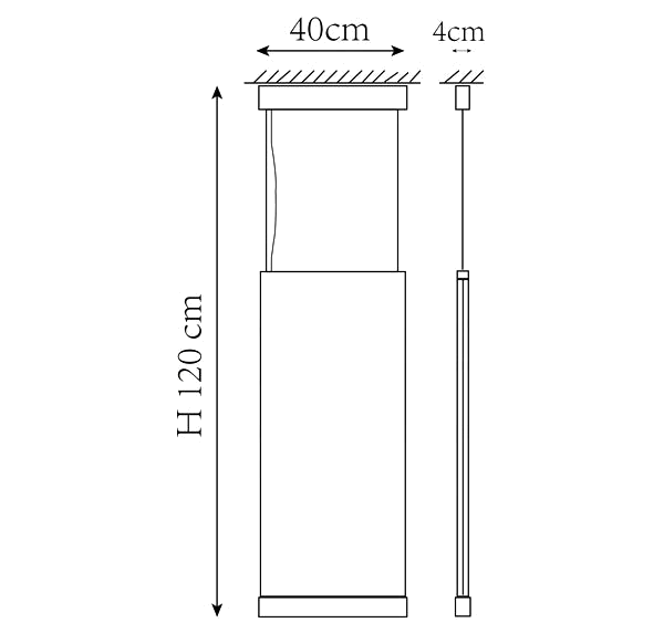 Clérachic pendant light dimension drawing, 4 of 10, every measurement marked in centimetres.