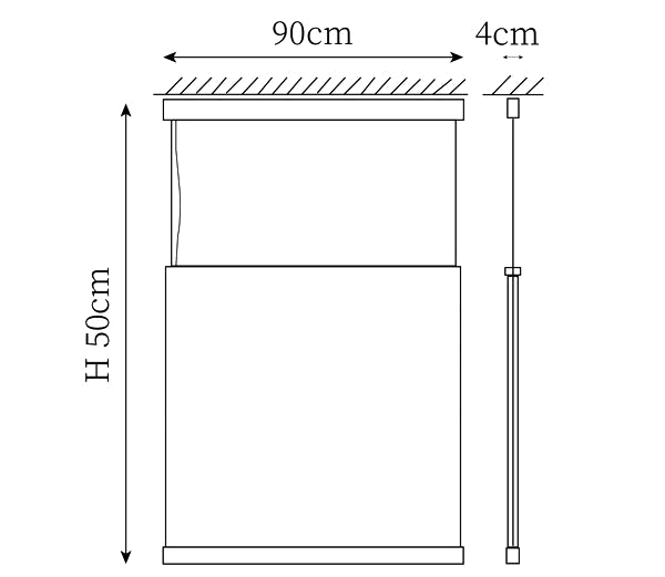 Clérachic pendant light dimension drawing, 8 of 10, every measurement marked in centimetres.