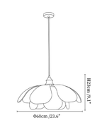 Clérachic pendant light dimension drawing, 3 of 6, every measurement marked in centimetres and inches.