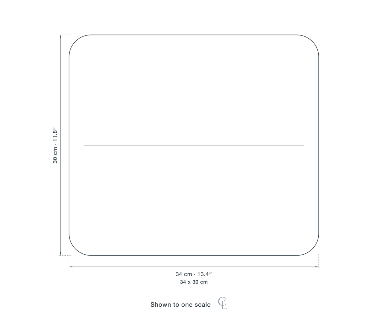 Technical dimension drawing of the Clérachic Fabric Shade Wall Light for Bedside, Solid Wood, 34 cm — 34 × 30 cm (13.4 × 11.8″), drawn to scale.