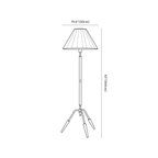 Clérachic floor lamp dimension drawing, every measurement marked in centimetres and inches.