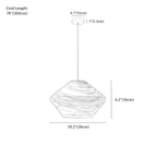 Clérachic pendant light dimension drawing, every measurement marked in centimetres and inches.