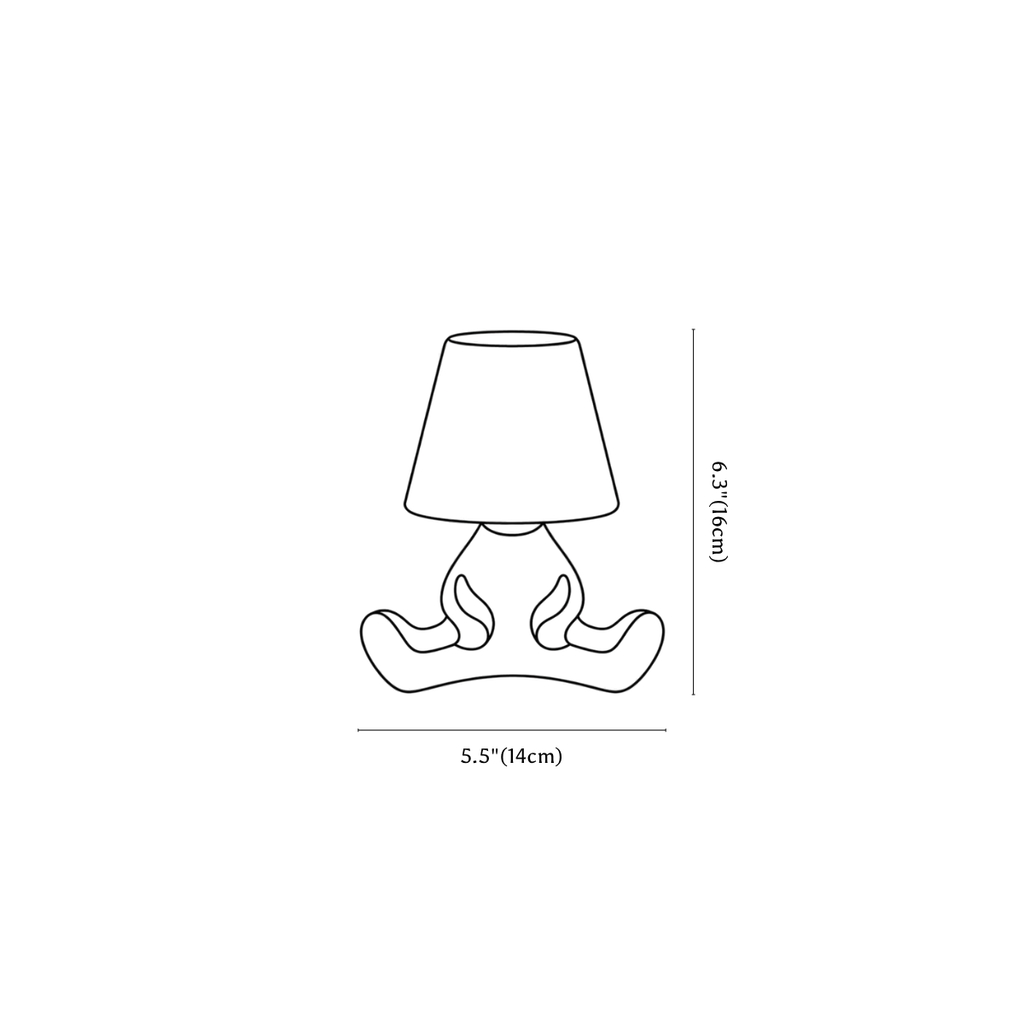 Clérachic table lamp dimension drawing, 1 of 5, every measurement marked in centimetres and inches.