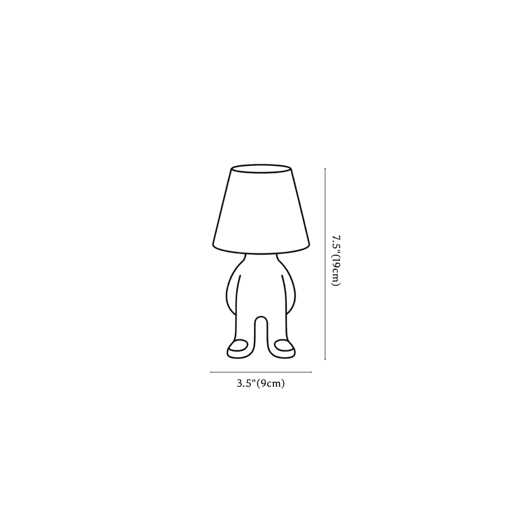Clérachic table lamp dimension drawing, 2, every measurement marked in centimetres and inches.