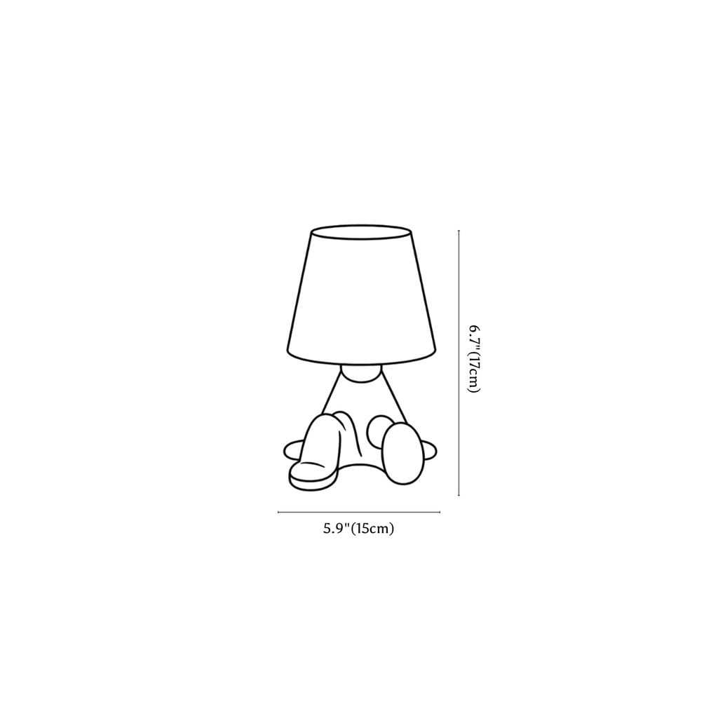 Clérachic table lamp dimension drawing, 3, every measurement marked in centimetres and inches.