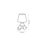 Clérachic table lamp dimension drawing, 3, every measurement marked in centimetres and inches.