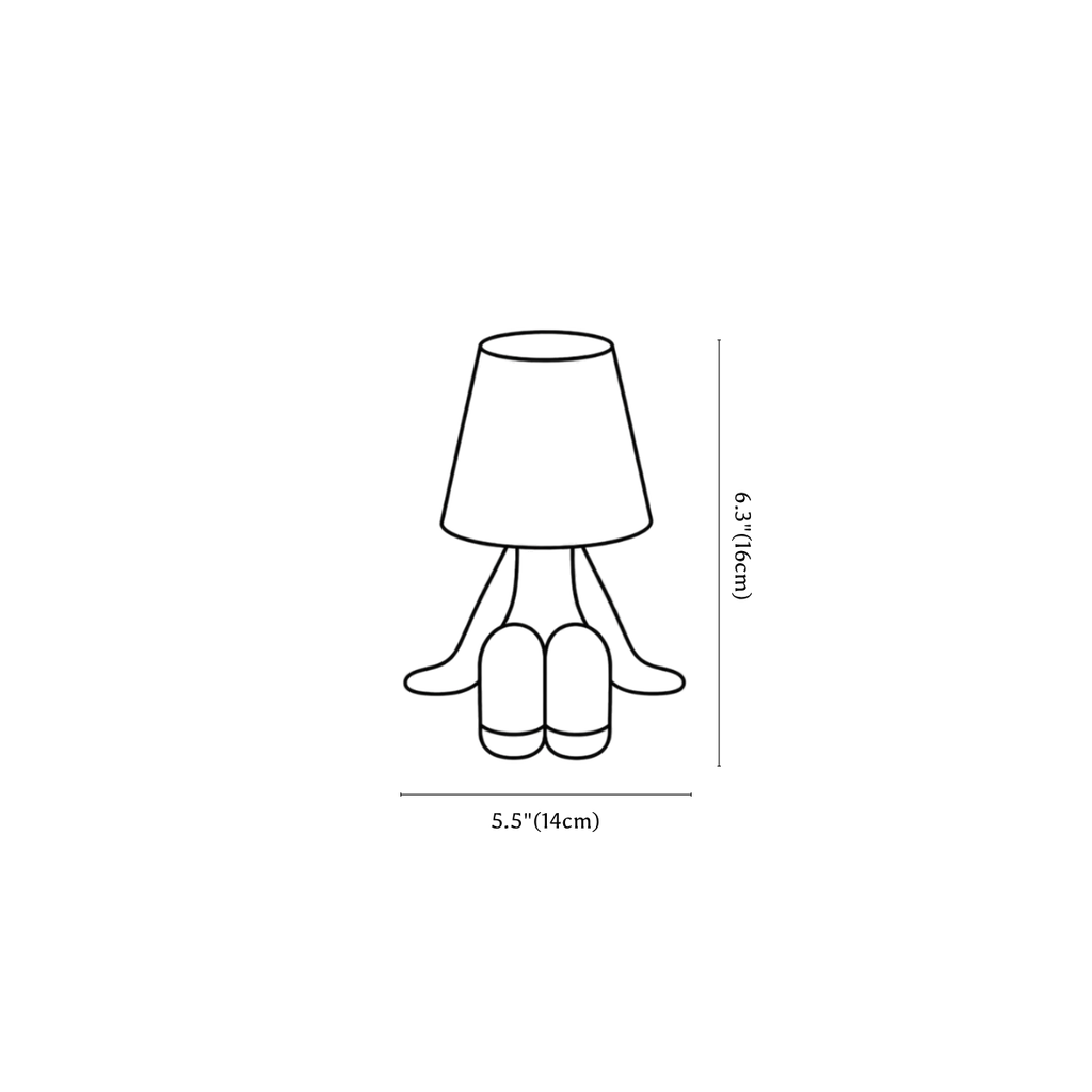 Clérachic table lamp dimension drawing, 4, every measurement marked in centimetres and inches.
