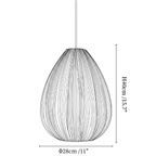 Clérachic pendant light dimension drawing, 2 of 2, every measurement marked in centimetres and inches.