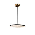 Clérachic Flat Disc Pendant Light straight on against white, the 5 cm (2″) alabaster slab reading as a thin line under its black rim.