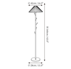 Clérachic floor lamp dimension drawing, every measurement marked in centimetres and inches.