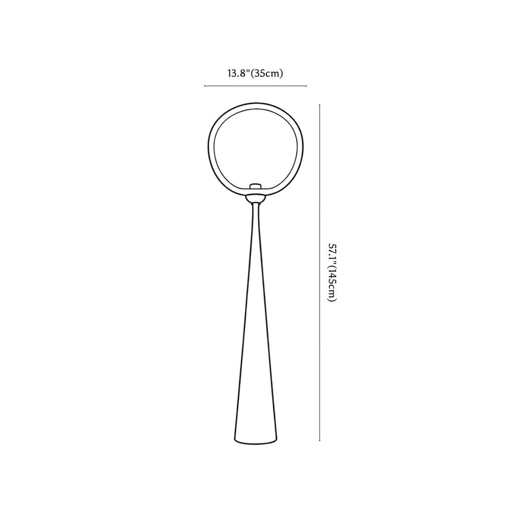 Clérachic floor lamp dimension drawing, 35 × 145 cm, every measurement marked in centimetres and inches.
