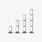 Four Clérachic glass floor lamp heights side by side on a white backdrop, from a single cylinder up to a stack of four.