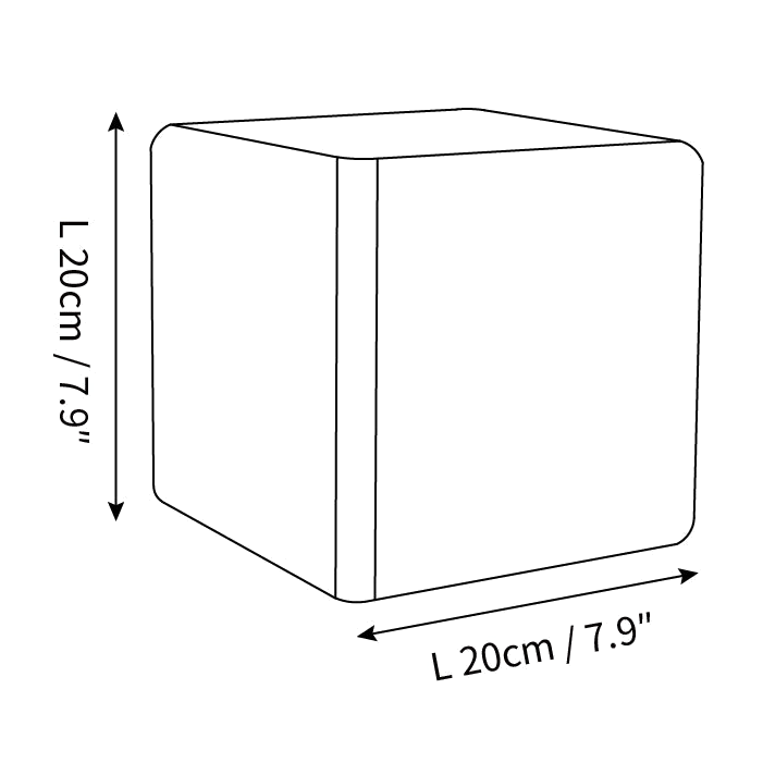 Clérachic floor lamp dimension drawing, 1 of 3, every measurement marked in centimetres and inches.