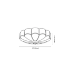 Clérachic ceiling light dimension drawing, 2 of 4, every measurement marked in centimetres and inches.