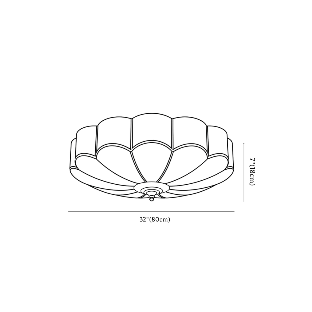 Clérachic ceiling light dimension drawing, 4 of 4, every measurement marked in centimetres and inches.