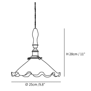 Dimension drawing of this Clérachic pendant light, with its height and width marked.
