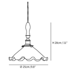 Dimension drawing of this Clérachic pendant light, with its height and width marked.