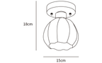 Clérachic ceiling light dimension drawing, every measurement marked in centimetres and inches.