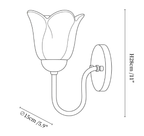 Clérachic wall light dimension drawing, every measurement marked in centimetres and inches.