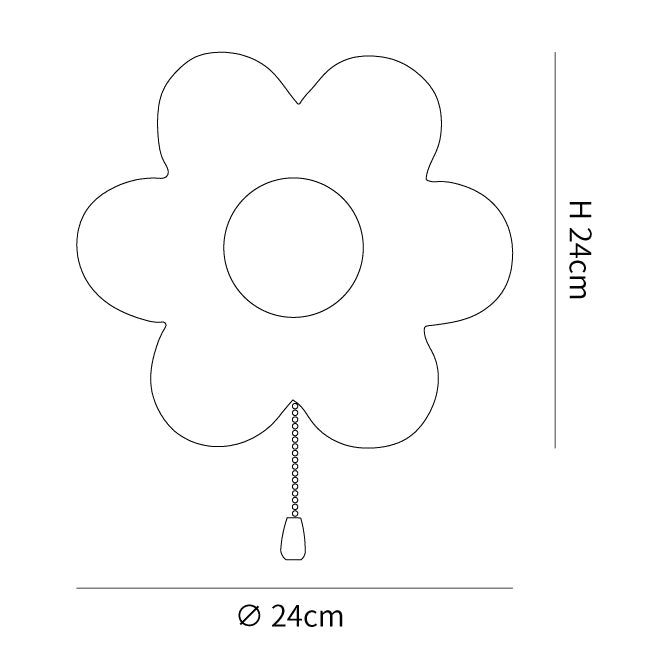 Dimension drawing of this Clérachic wall light, with its height and width of 24 cm marked.