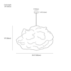 Clérachic pendant light dimension drawing, Smooth, 100 cm × 48 cm, every measurement marked in centimetres and inches.