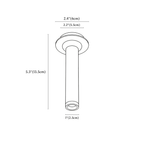 Clérachic ceiling light dimension drawing, 13.5 cm, every measurement marked in centimetres and inches.