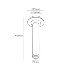 Clérachic ceiling light dimension drawing, 23 cm, every measurement marked in centimetres and inches.
