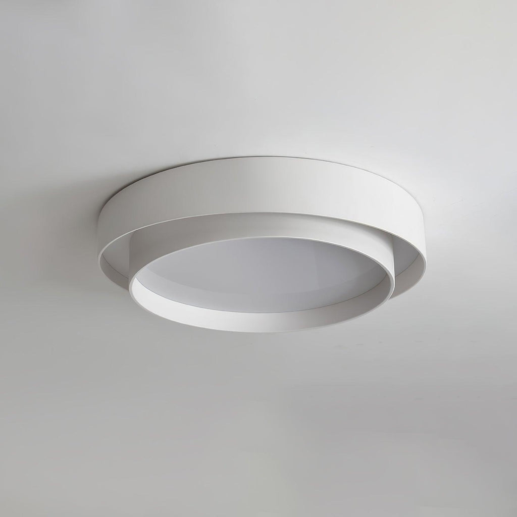 Clérachic's white double-ring flush mount is shown unlit, straight on against a plain wall.