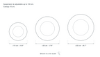 Technical dimension drawing of the Clérachic Fluted Green Glass Pendant Light for Bedside, 15 to 22 cm in all 3 sizes — 15 cm (5.9″) across, 20 cm (7.9″) across, 22 cm (8.7″) across, drawn to one scale.