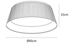 Clérachic ceiling light dimension drawing, every measurement marked in centimetres and inches.