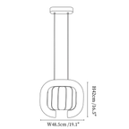 Clérachic pendant light dimension drawing, 3 of 3, every measurement marked in centimetres and inches.