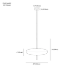 Clérachic pendant light dimension drawing, 50 cm, every measurement marked in centimetres and inches.