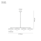 Clérachic pendant light dimension drawing, every measurement marked in centimetres and inches.