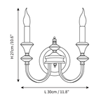 Dimension drawing of this two-arm Clérachic wall light, with its 27 cm height and 30 cm width marked.